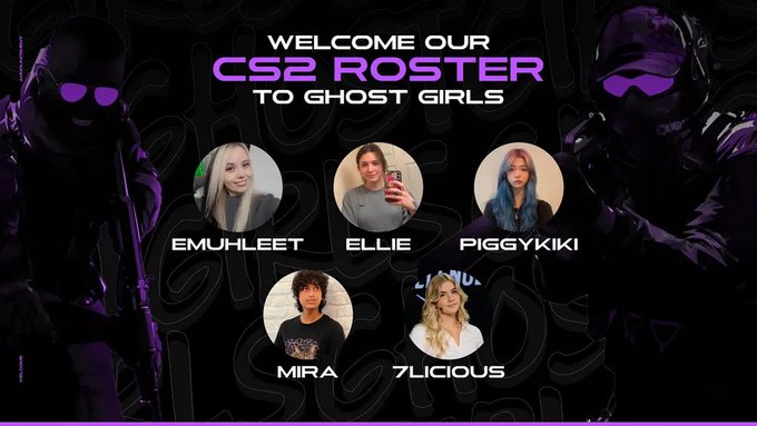 Ghost Gaming Counter-Strike roster key art, featuring the five women players